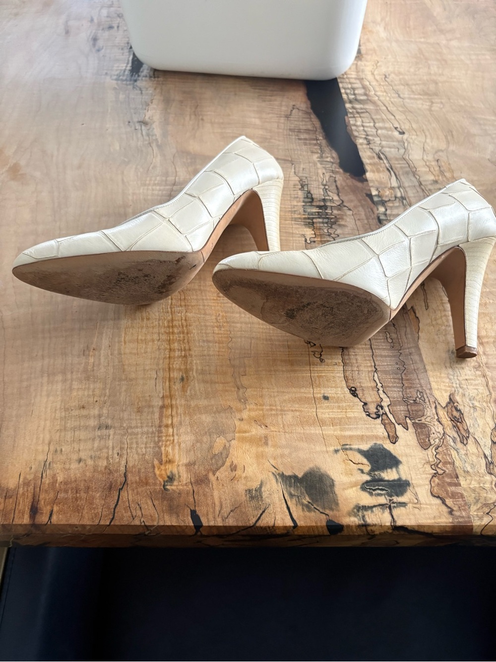 Kenneth Cole Cream Textured Pointed-Toe Pumps - Picture 4 of 4